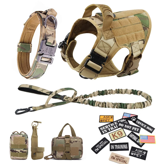 Tactical Military Nylon Dog Harness Vest Accessories Set