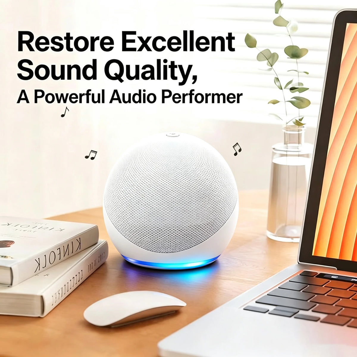 New Generation Alaxe Spherical Speaker(No Voice Assistant) 50W Portable Bluetooth Speaker Party Box RGB LED Lights Wireless TWS Mini Speaker Musical Instrument for Room Decor Home Party Camping