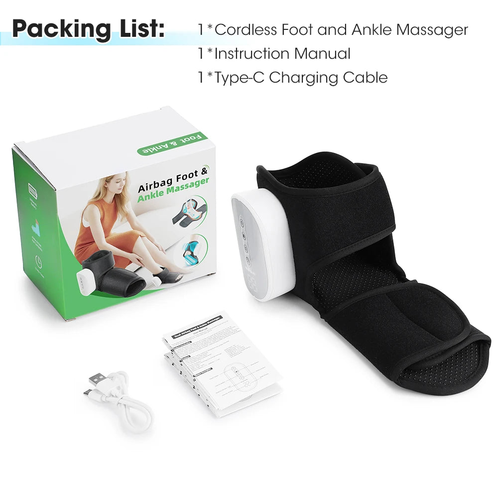 Hailicare Cordless Heated Ankle Brace Dual Airbag Kneading Foot Support