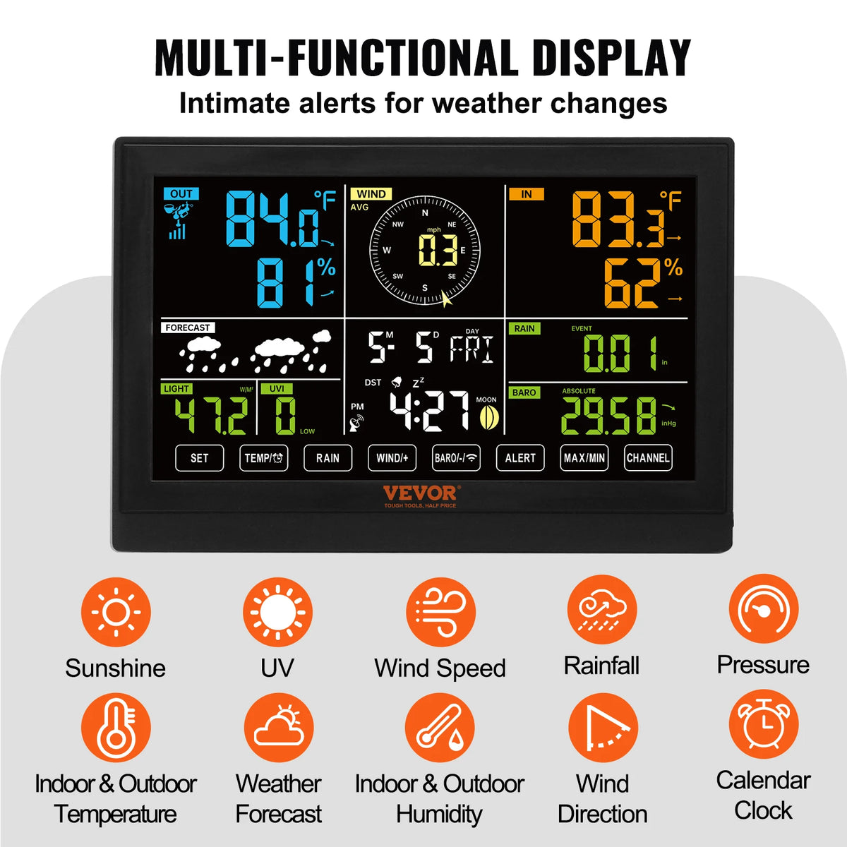 SucceBuy Wireless Weather Station With Large Digital Display And Alarm