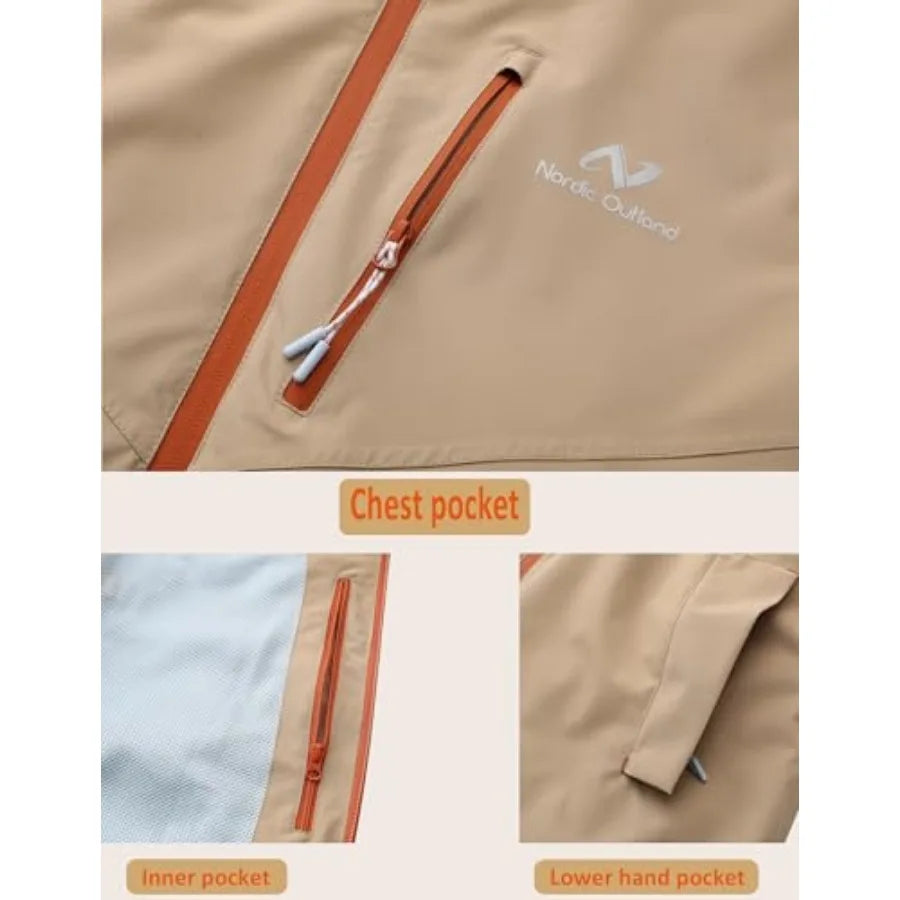 Mens Waterproof Breathable Rain Jacket With Hood For Outdoor Activities
