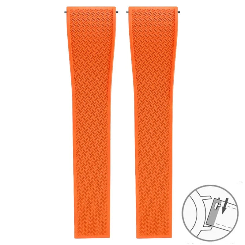 FKM Fluoro Rubber Watch Band With Quick Release Folding Buckle