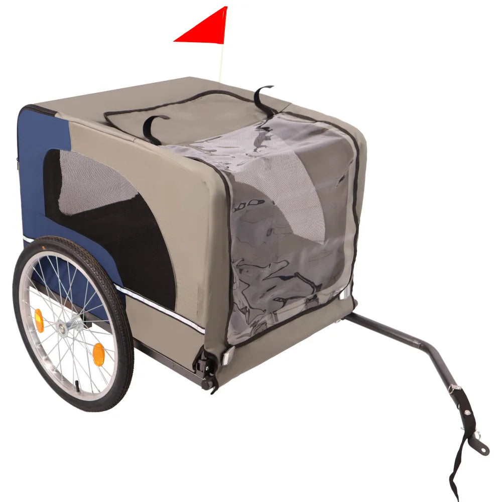 Foldable Dog Bike Trailer With Air Filled Wheels And Canopy