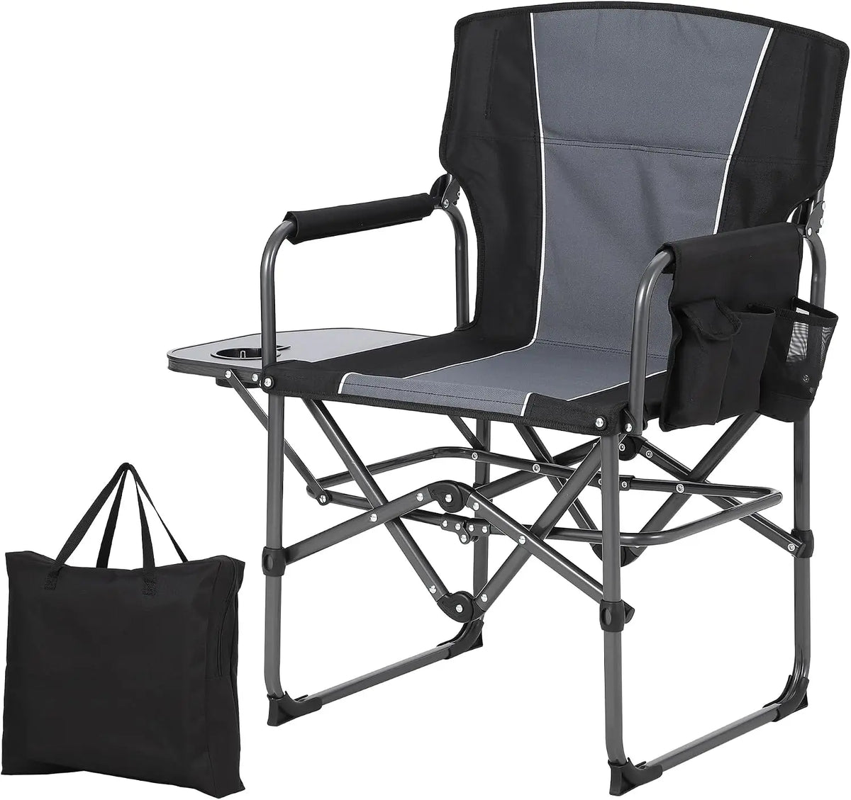 Tacleekii Folding Camping Director Chair With Side Table For Adults