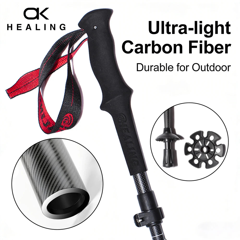 OKHEALING Carbon Fiber Folding Trekking Poles For Hiking