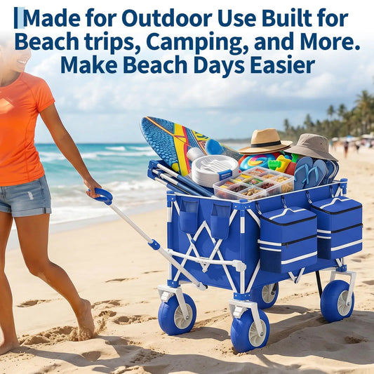 Heavy Duty Folding Beach Cart With Large All Terrain Wheels