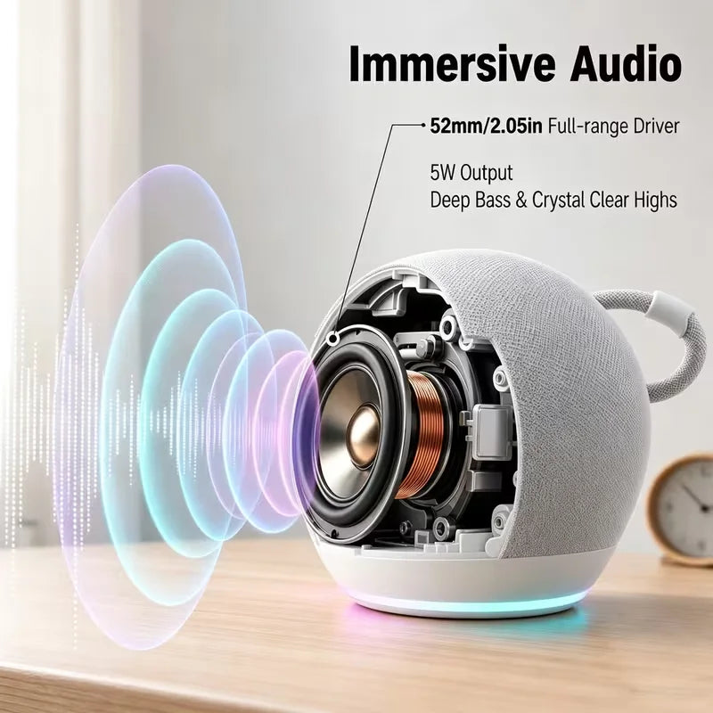 New Generation Alaxe Spherical Speaker(No Voice Assistant) 50W Portable Bluetooth Speaker Party Box RGB LED Lights Wireless TWS Mini Speaker Musical Instrument for Room Decor Home Party Camping