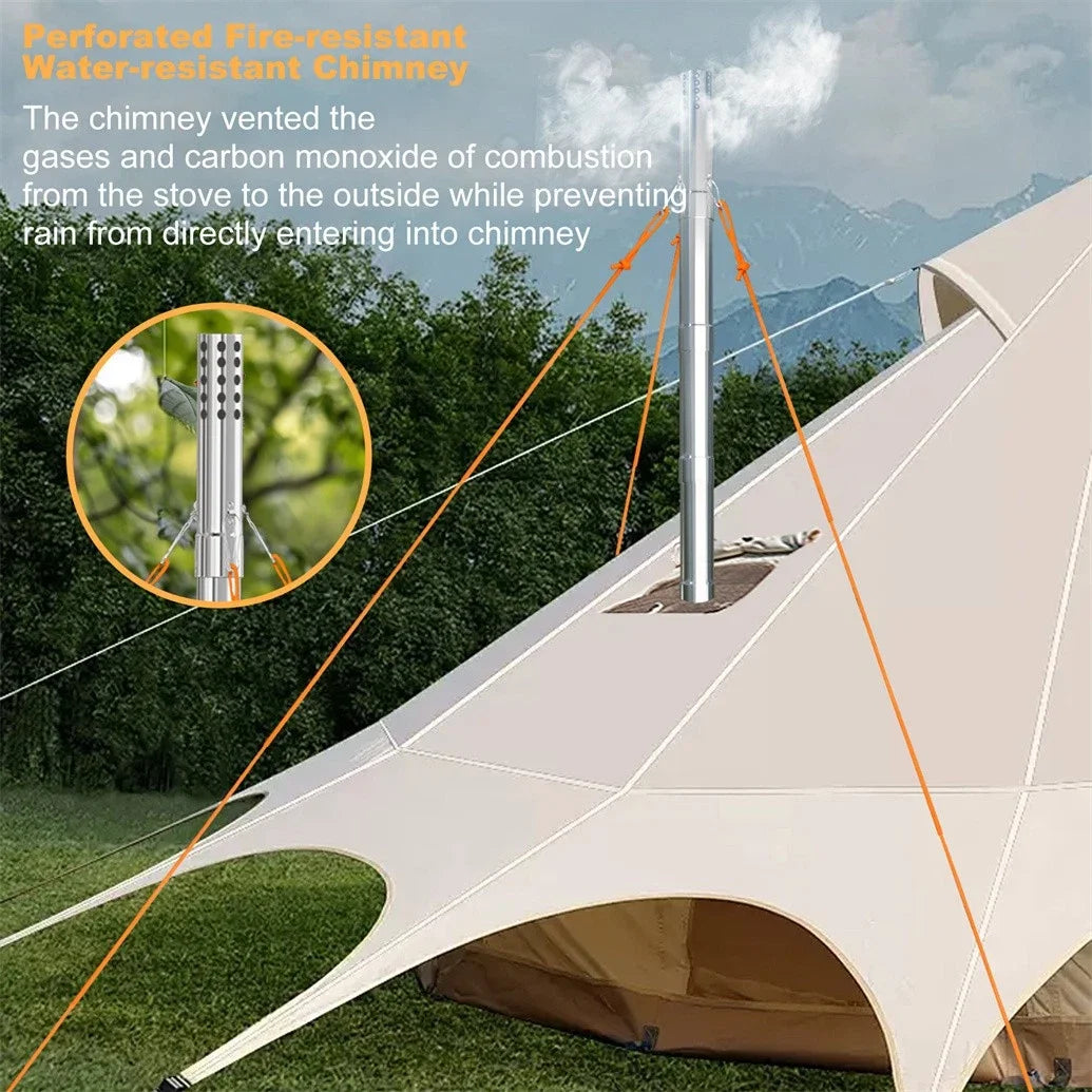 Portable Stainless Steel Wood Burning Tent Stove With Chimney