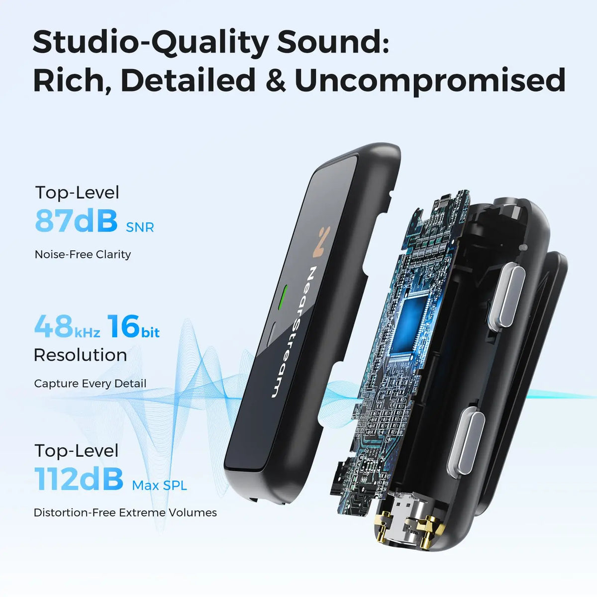 NearStream Wireless Lavalier Microphone With AI Noise Cancellation