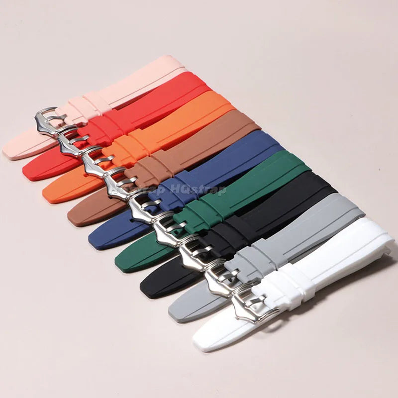 Curved End Silicone Watch Band Waterproof Replacement Wrist Strap