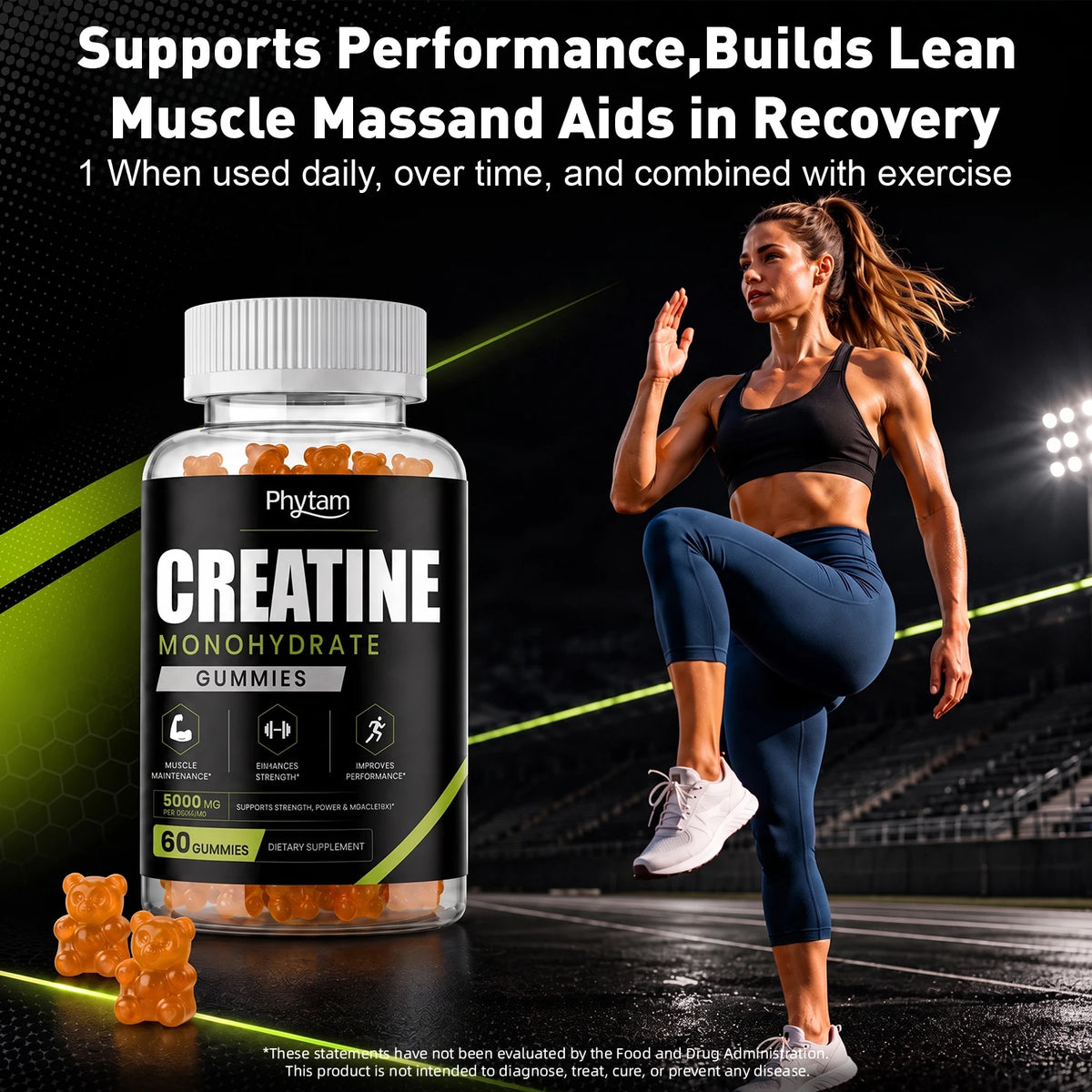Phytam Charge Creatine Monohydrate Bear Gummies For Athletic Performance