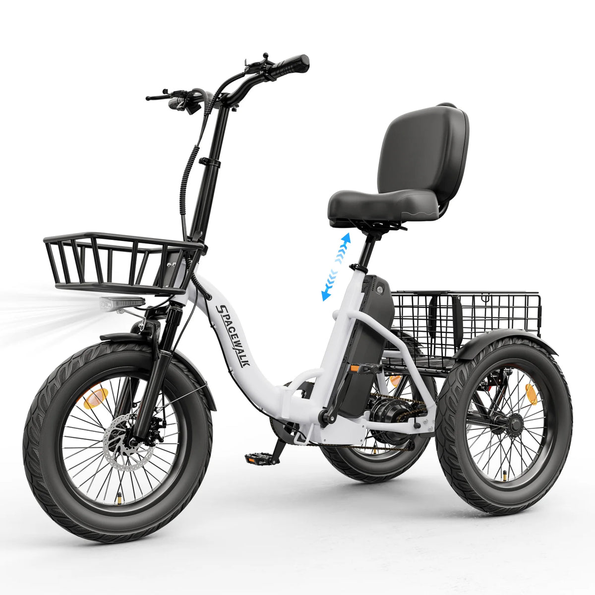 Adult Folding Electric Tricycle With 1200W Motor And Fat Tires
