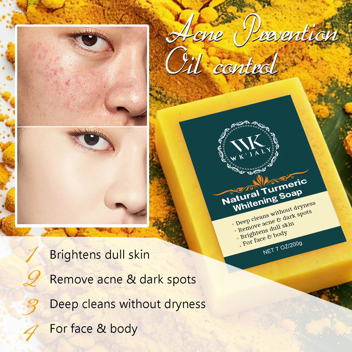WK JALY Lightening Skin Care Kit for Dark, Black, Caramel Skin, Moisturizing, Acne and Spots Removal, Even Skin Tone for Women