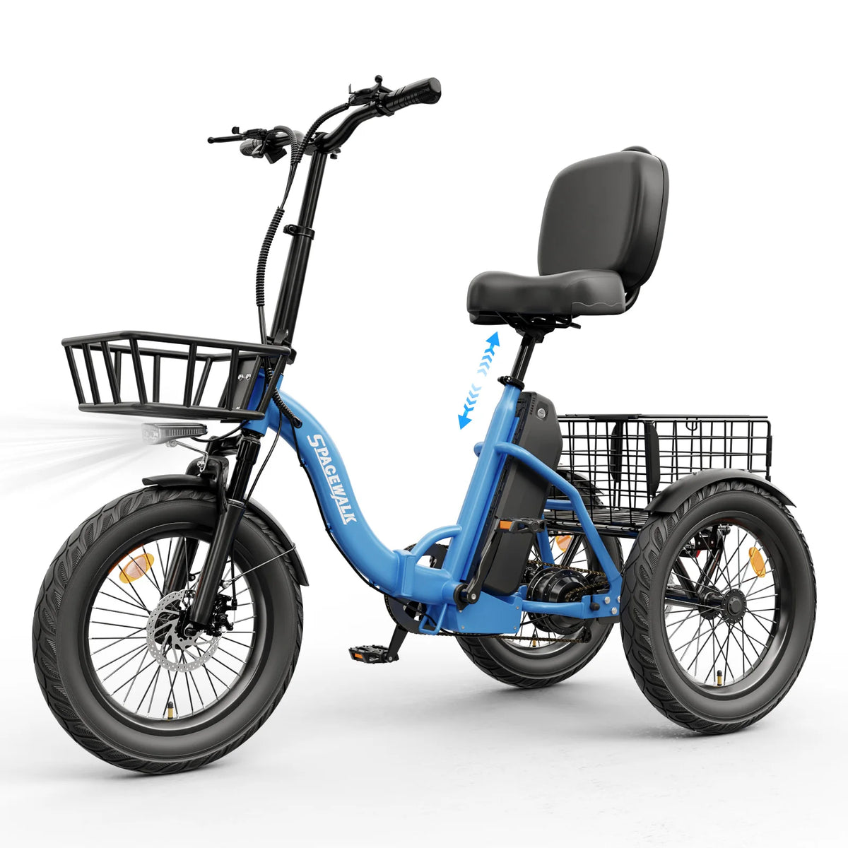 Adult Folding Electric Tricycle With 1200W Motor And Fat Tires