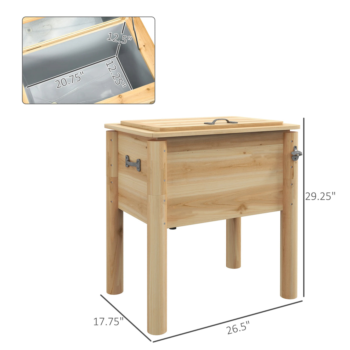 Outsunny Premium Outdoor Wooden Patio Beverage Cooler