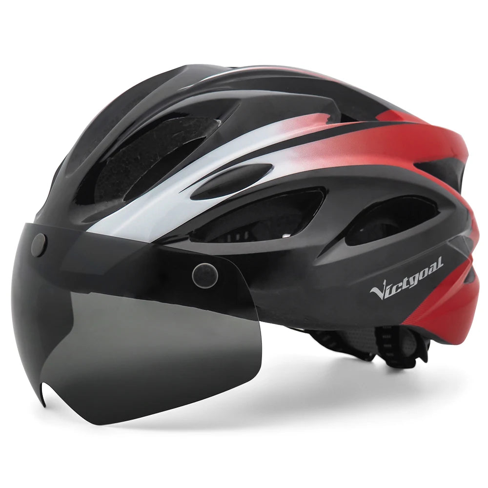 VICTGOAL Bike Helmet for Adults with Light and Goggles Lightweight MTB Road Bicycle Helmets for Men Women Cycling Ebike Scooter