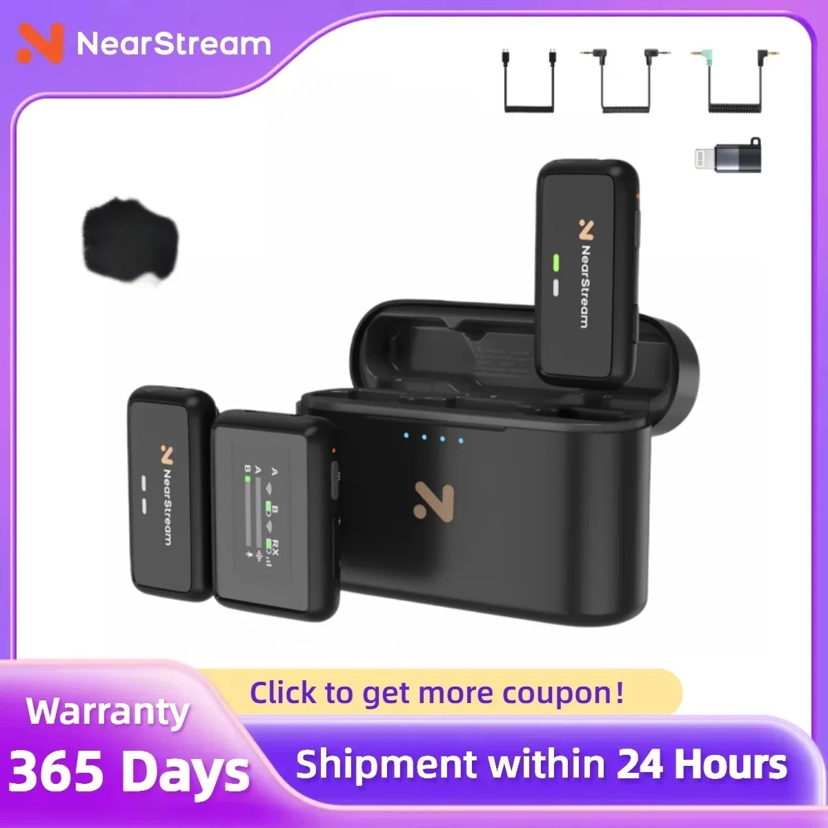 NearStream Wireless Lavalier Microphone With AI Noise Cancellation