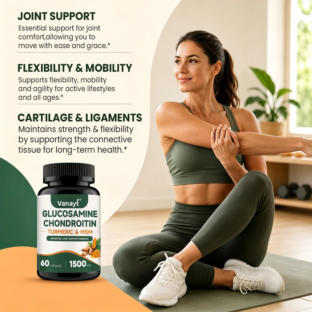 Vanayt Glucosamine Chondroitin Turmeric MSM Capsules Joint Support