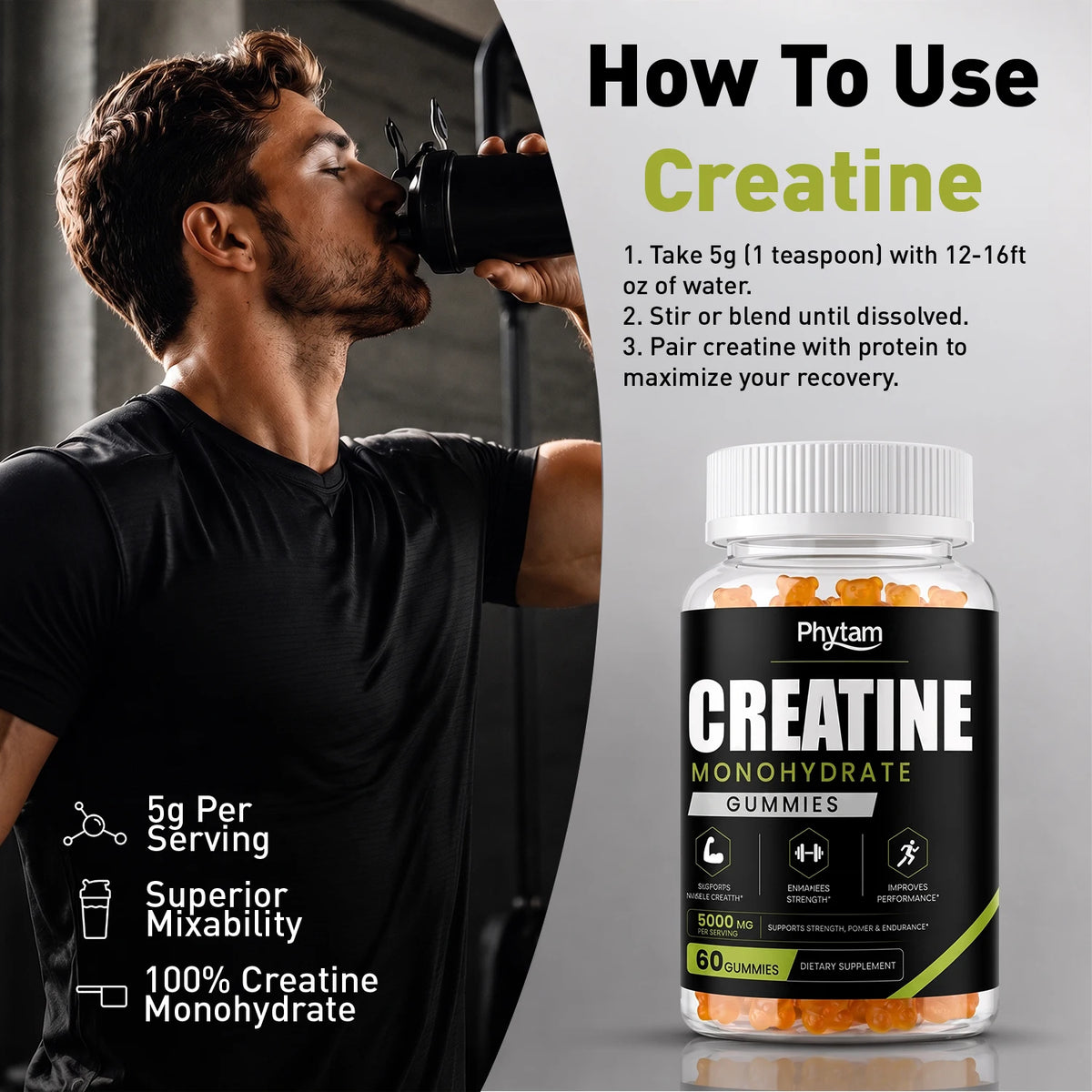Phytam Charge Creatine Monohydrate Bear Gummies For Athletic Performance