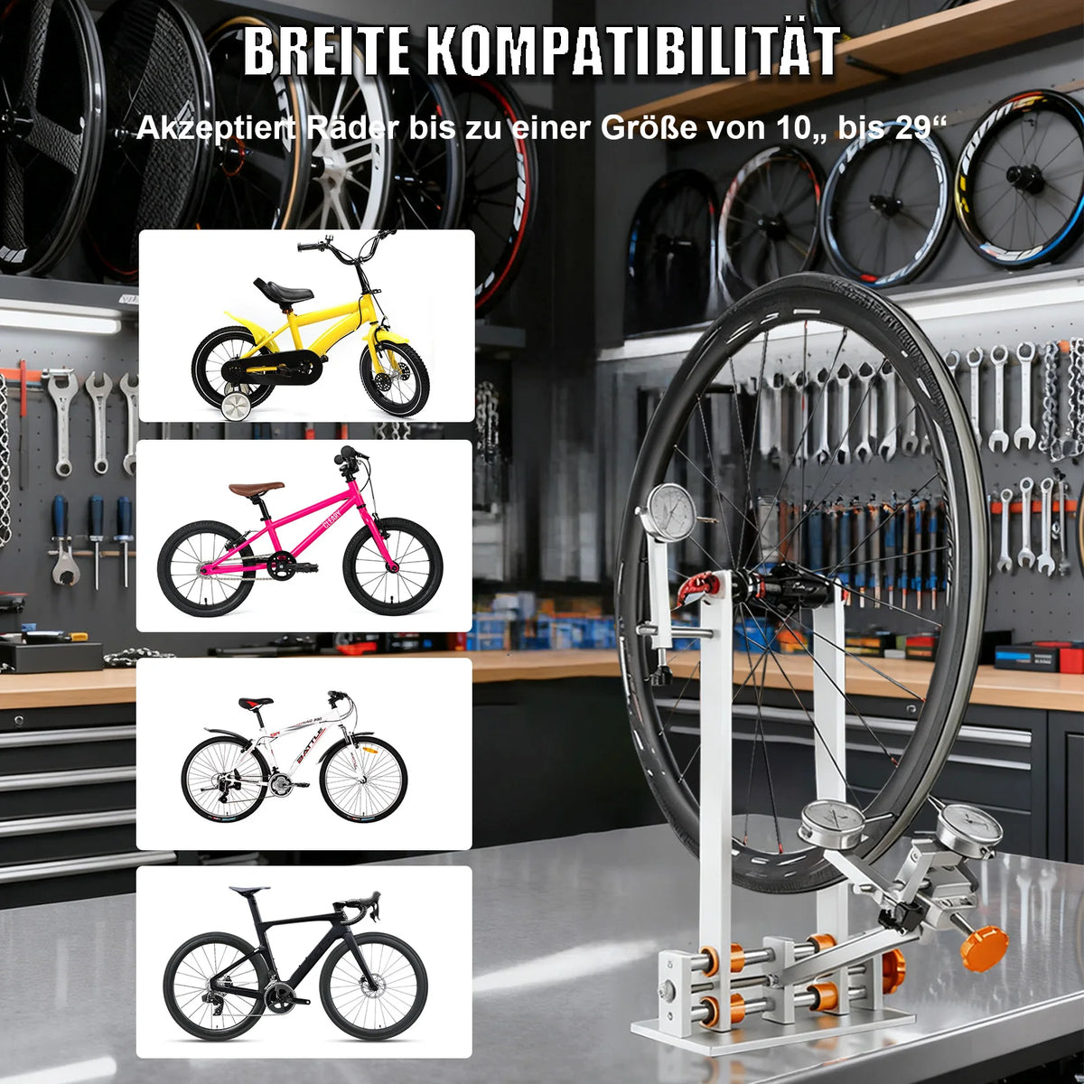 Bicycle Wheel Set Turning Table Bike Repair Truing Bearing Stand Wheel Tuning Repair Tool Kit Repairing Rack