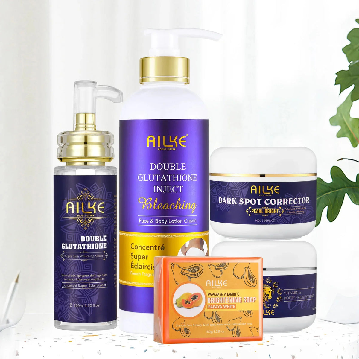 AILKE Glutathione Whitening Skin Care Set For Radiant Hydrated Skin