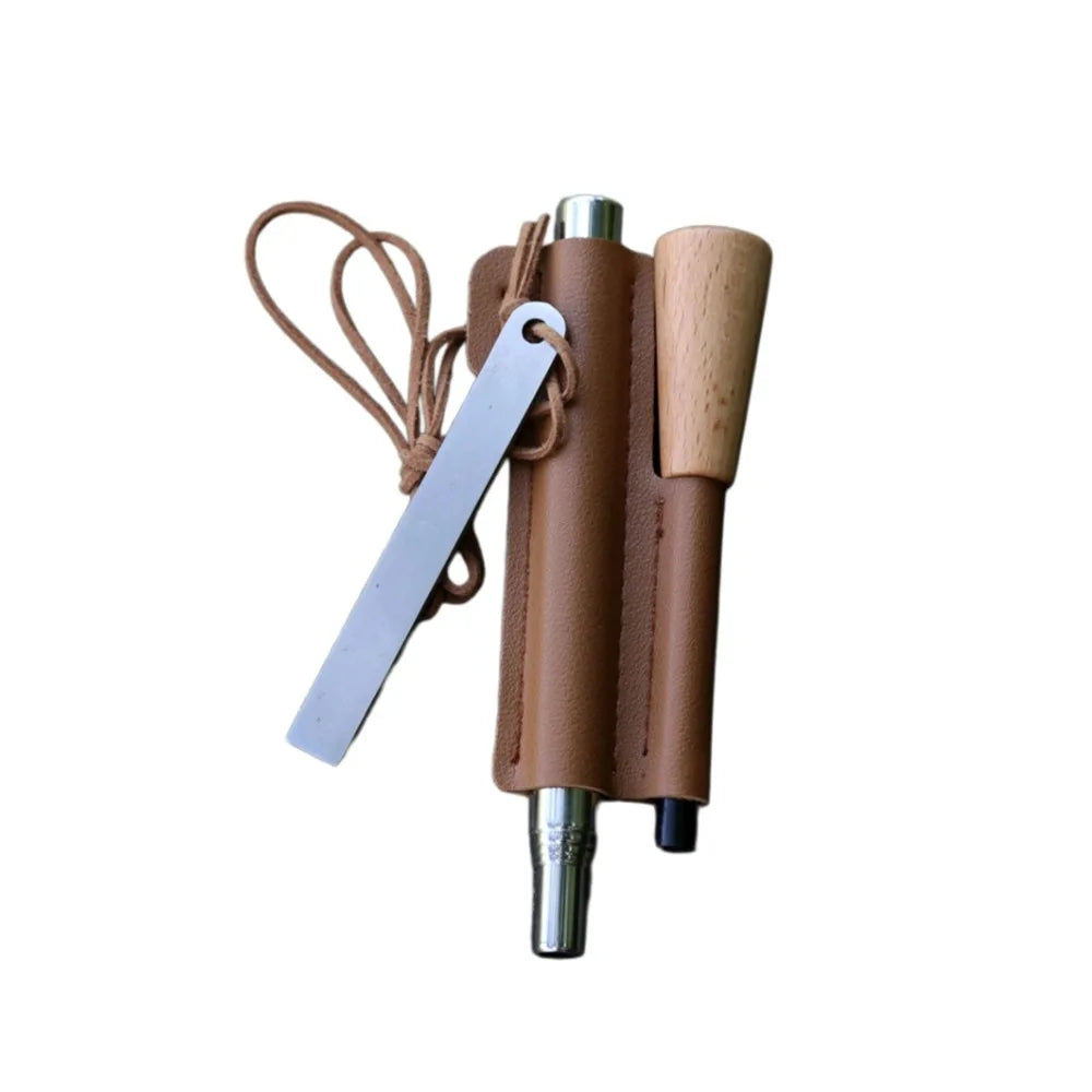 Waterproof Iron Magnesium Fire Starter Kit With Leather Pouch
