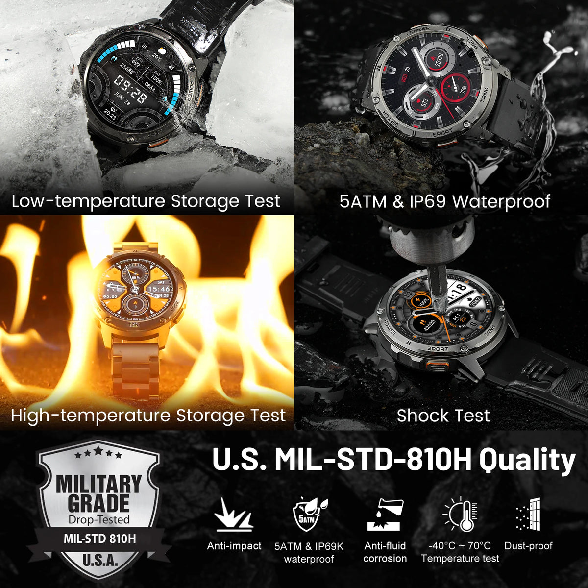 KOSPET TANK T3 Smartwatch With Bluetooth Calling And Fitness Tracking