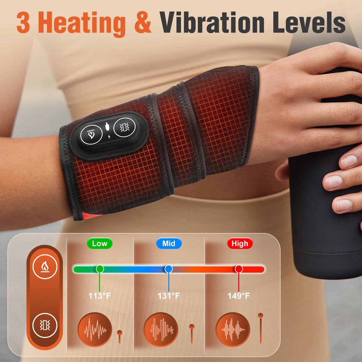 Hailicare LED Red Light Vibration Heating Wrap For Joints