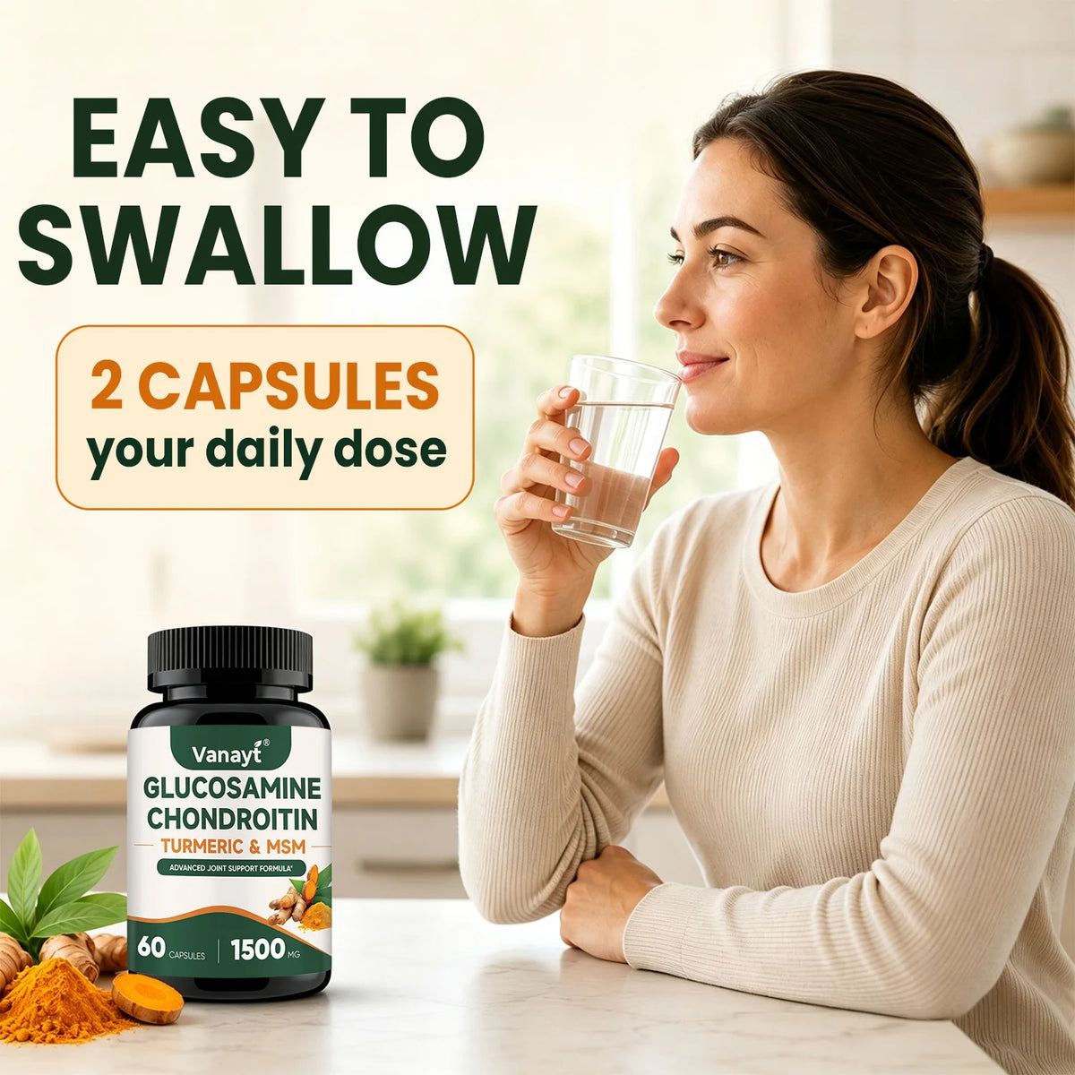 Vanayt Glucosamine Chondroitin Turmeric MSM Capsules Joint Support