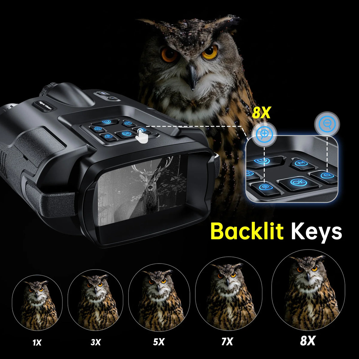 DIYIMIN 8X Digital Zoom Night Vision Binoculars For Outdoor Surveillance