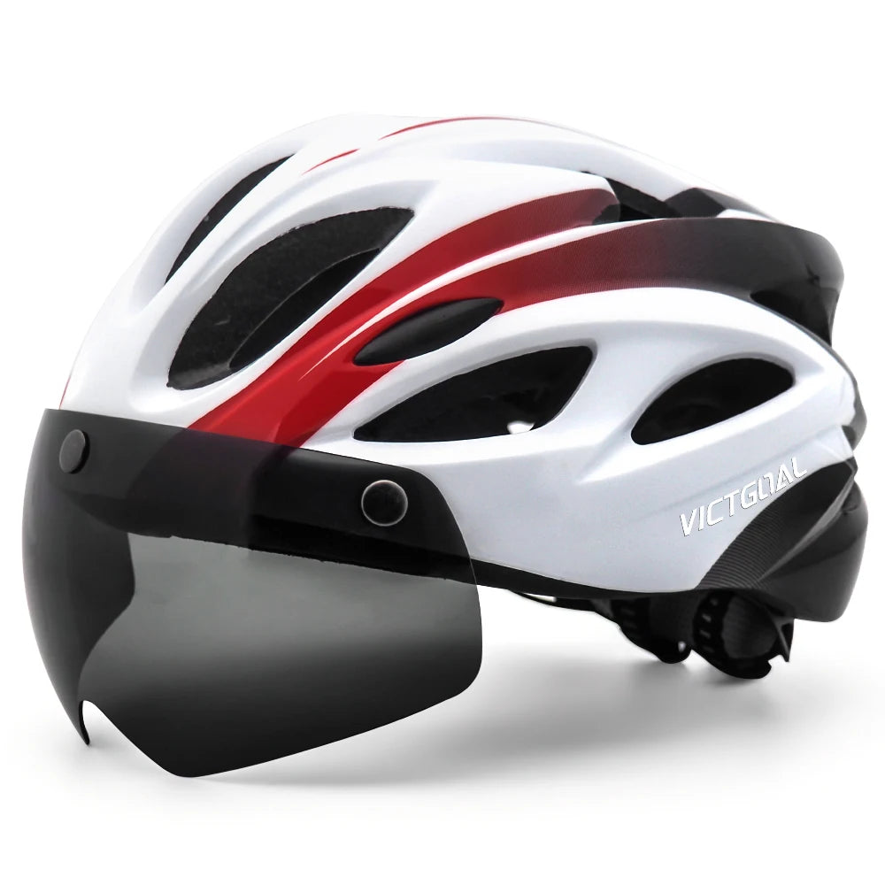 VICTGOAL Bike Helmet for Adults with Light and Goggles Lightweight MTB Road Bicycle Helmets for Men Women Cycling Ebike Scooter