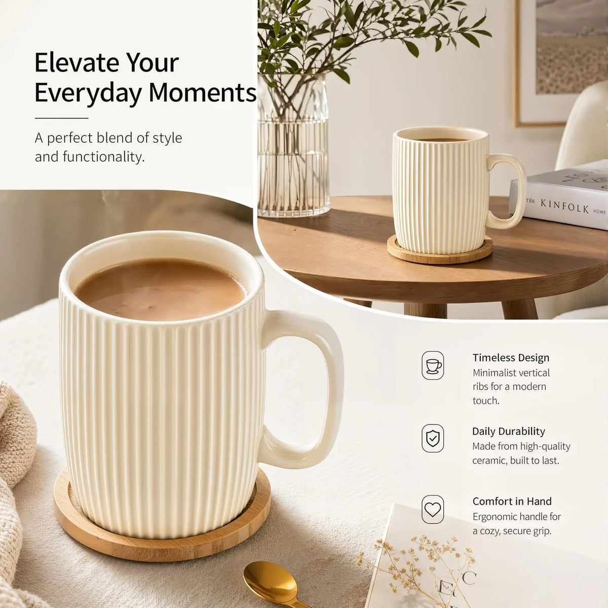 Leak Proof Portable Travel Coffee Mug With Durable Handles