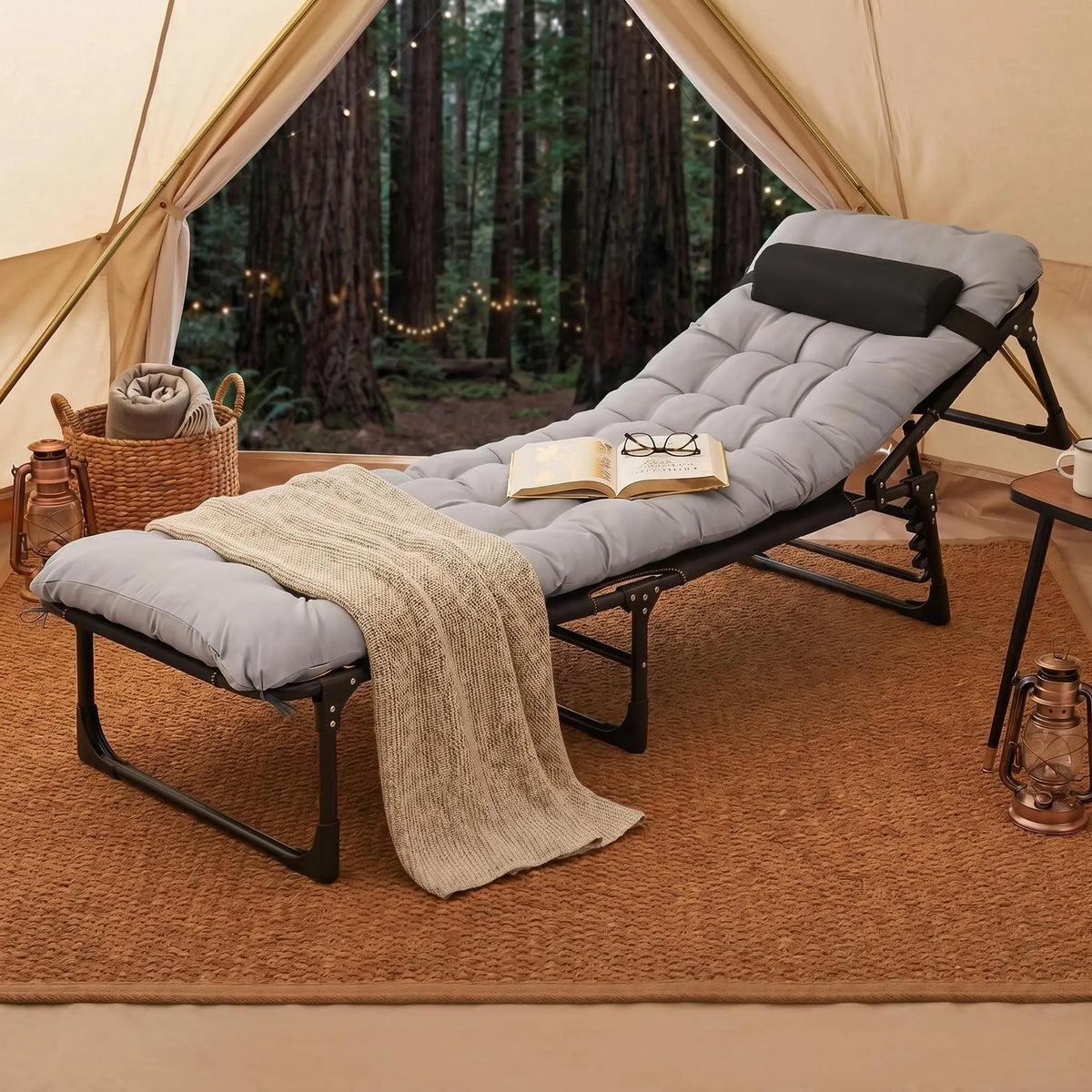 Hosslly Portable Folding Camping Bed With Thick Mattress