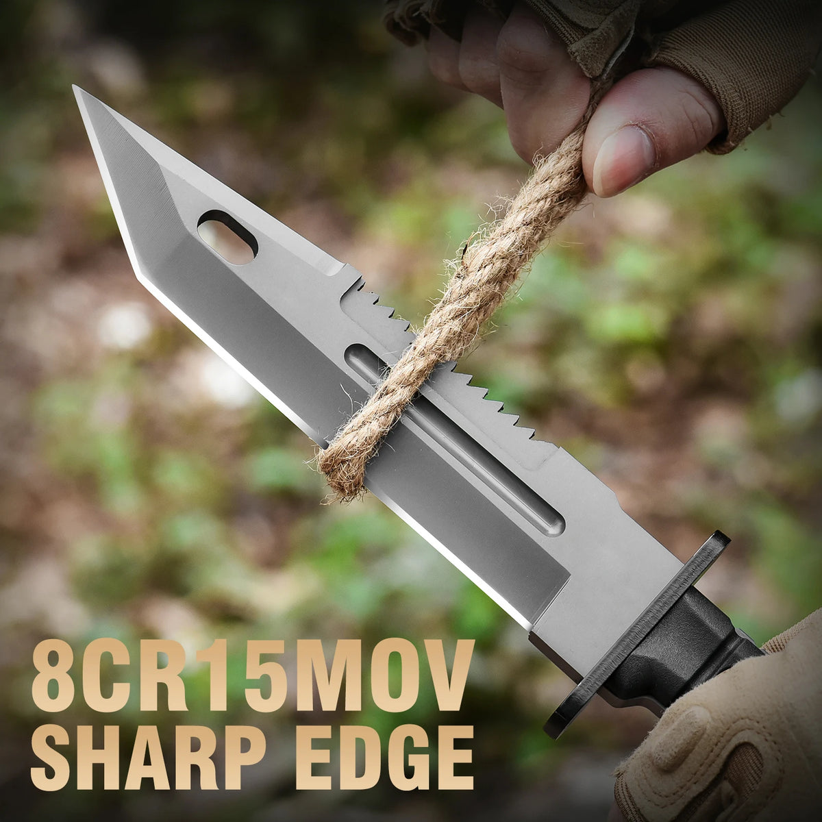 Portable Outdoor Knife with Fixed Blade, High-Quality Straight Knife, Suitable for Fishing, Mountaineering Exploration, Survival Training and Camping Activities. A Premium Gift for Men, Comes with a Knife Sheath.