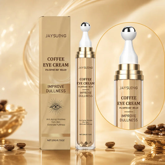 US Local JAYSUING Coffee Eye Cream 20g 360 Roller Rollerball Improve Dullness Anti Aging Anti Wrinkle Firm Skin Reduce Puffiness Daily Eye Care For Women