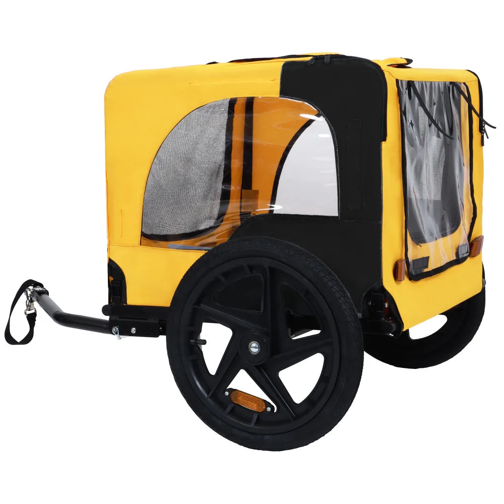 Foldable Dog Bike Trailer With Air Filled Wheels And Canopy