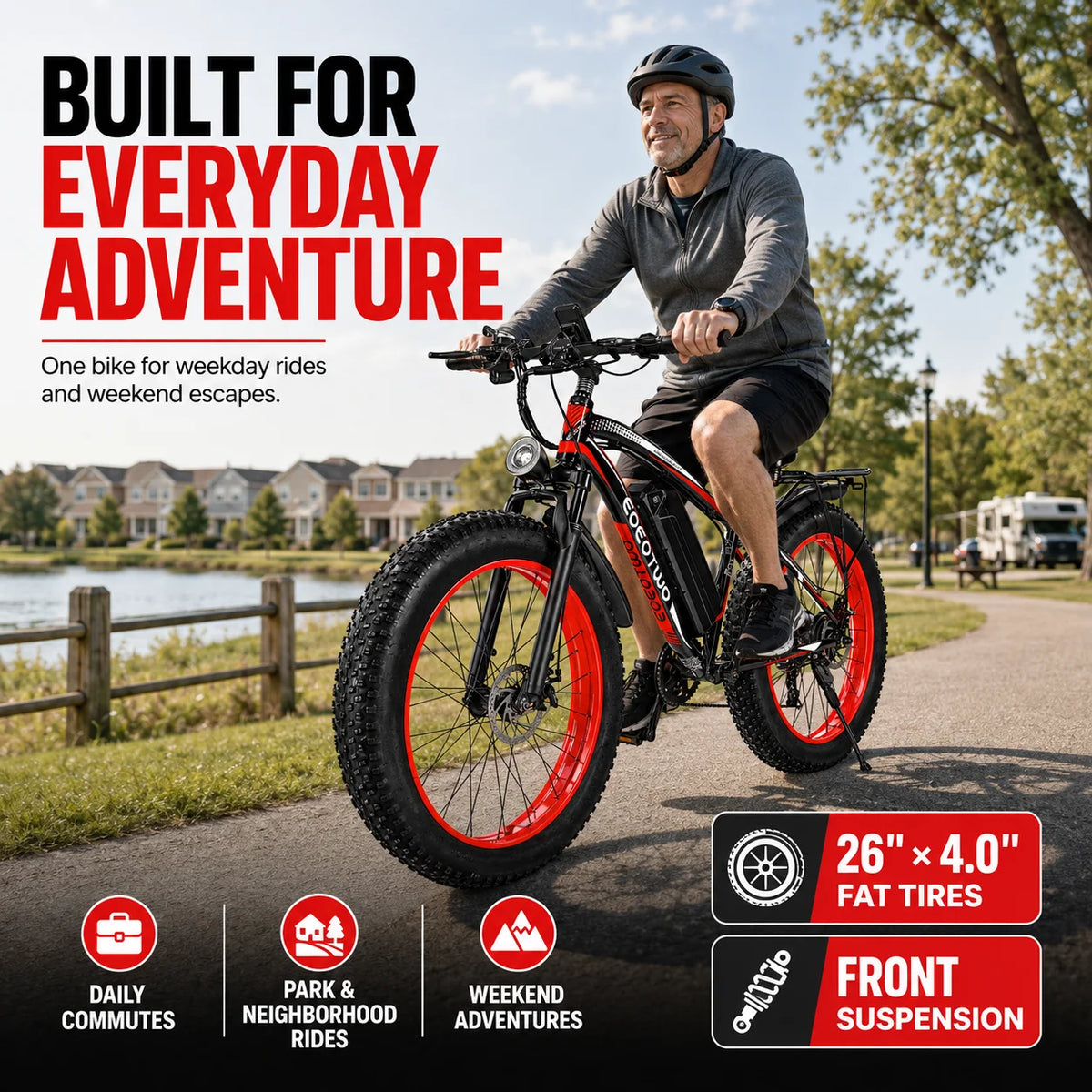 Eoeotwo 1000W Fat Tire Electric Bike For Adult Commuters