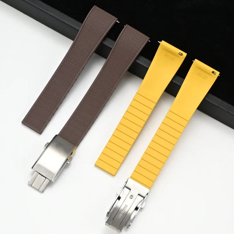 FKM Fluoro Rubber Watch Band With Quick Release Folding Buckle