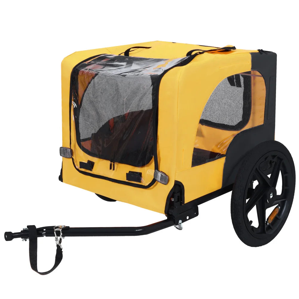 Foldable Dog Bike Trailer With Air Filled Wheels And Canopy