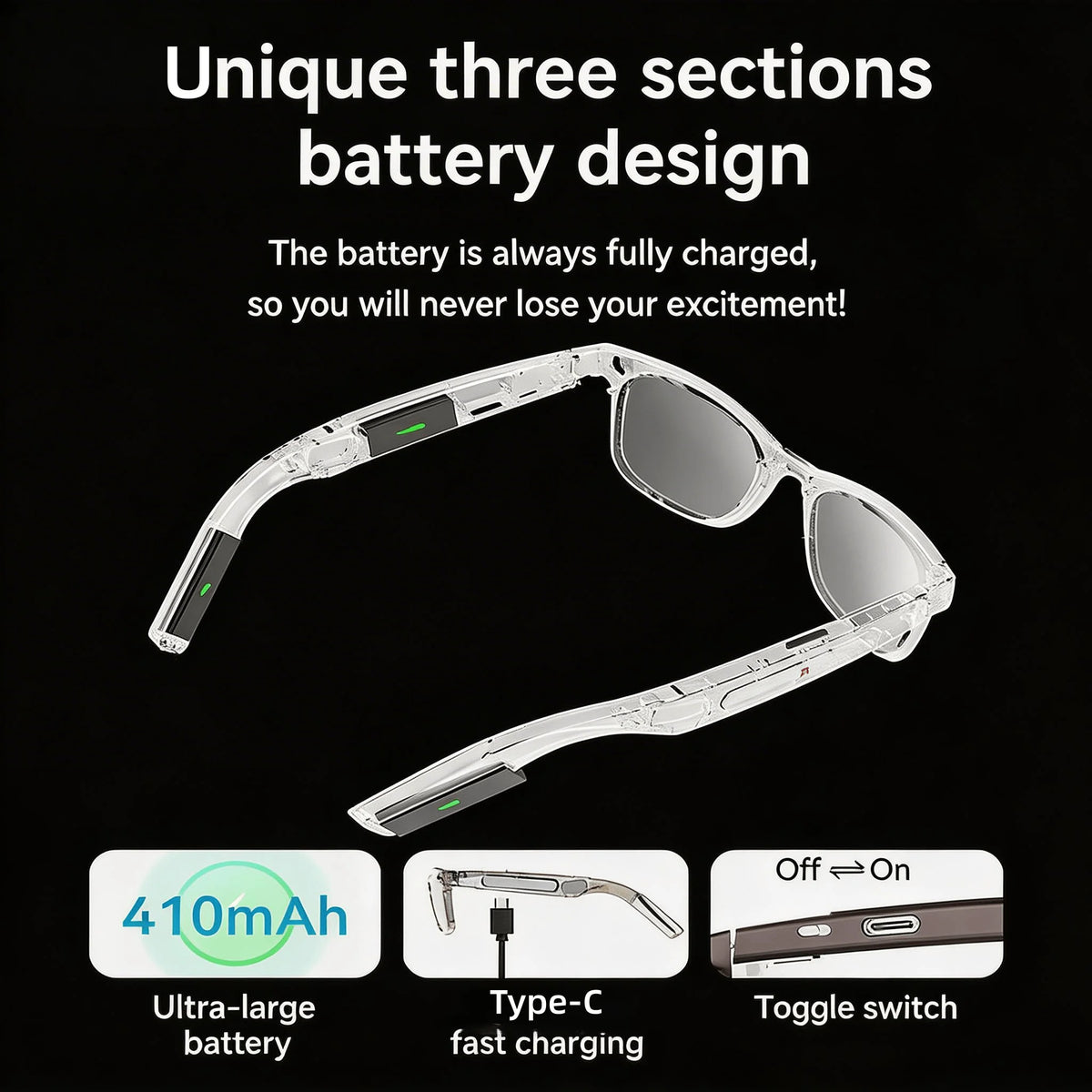WO 4K Camera Glasses With AI Translation And Open Ear Audio