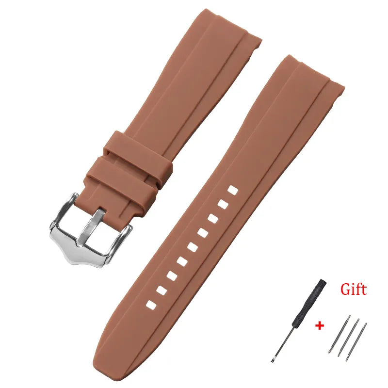 Curved End Silicone Watch Band Waterproof Replacement Wrist Strap