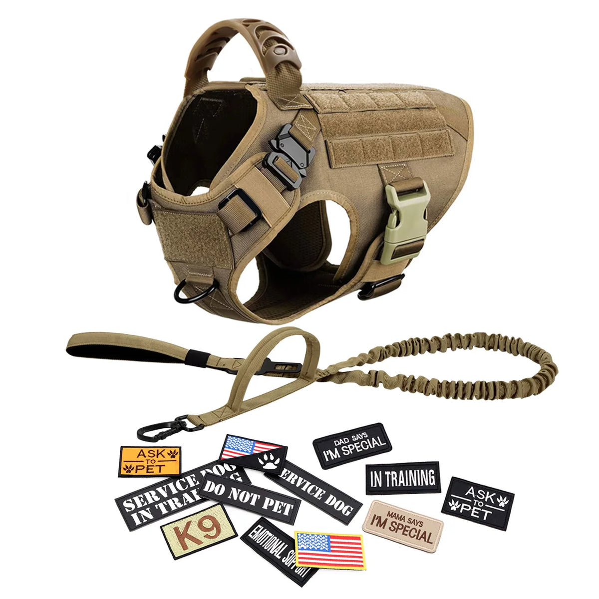 Tactical Military Nylon Dog Harness Vest Accessories Set