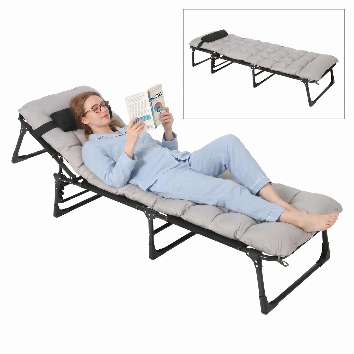 Hosslly Portable Folding Camping Bed With Thick Mattress
