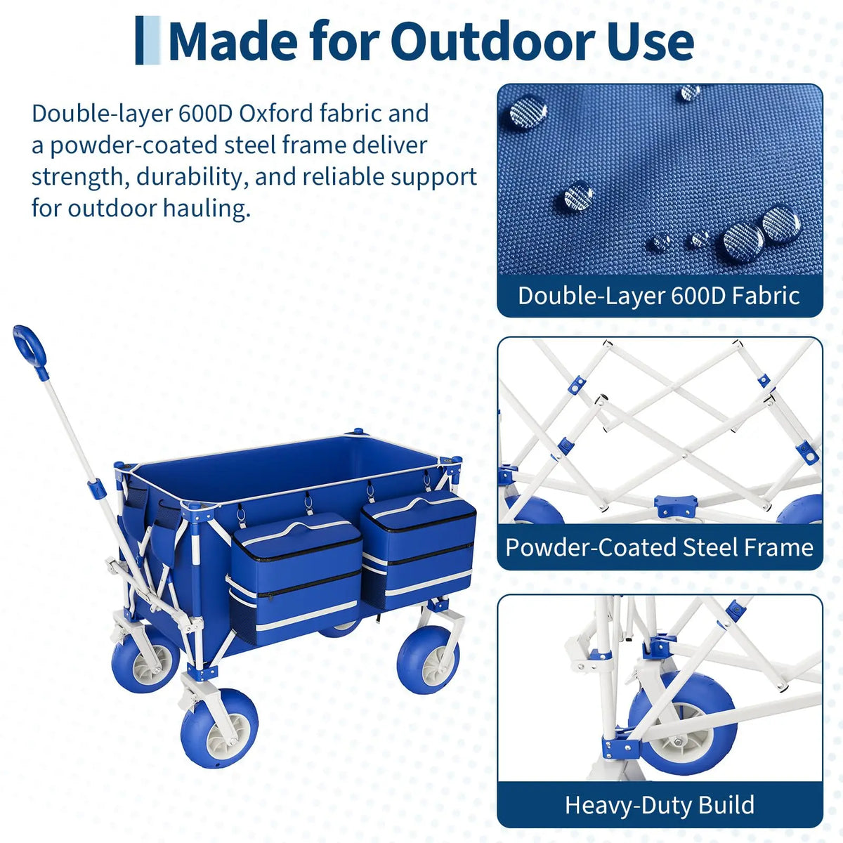 Heavy Duty Folding Beach Cart With Large All Terrain Wheels