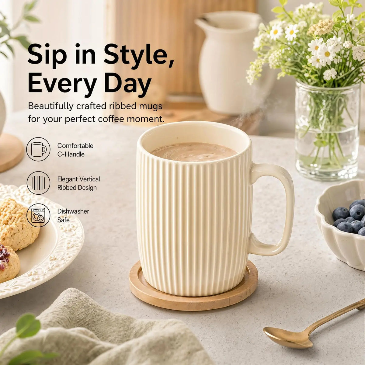 Leak Proof Portable Travel Coffee Mug With Durable Handles