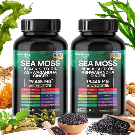 Quit Mood Sea Moss Supplement Black Seed Oil Ashwagandha Turmeric