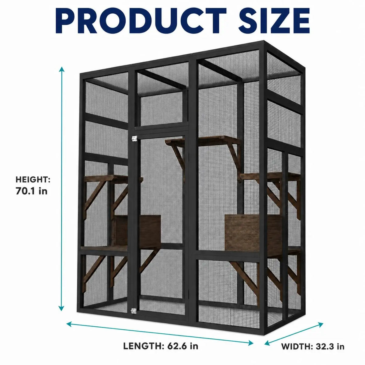 HiMiss Outdoor Wooden Cat Enclosure With Waterproof Roof
