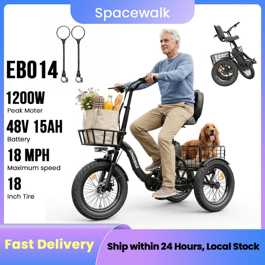 Adult Folding Electric Tricycle With 1200W Motor And Fat Tires
