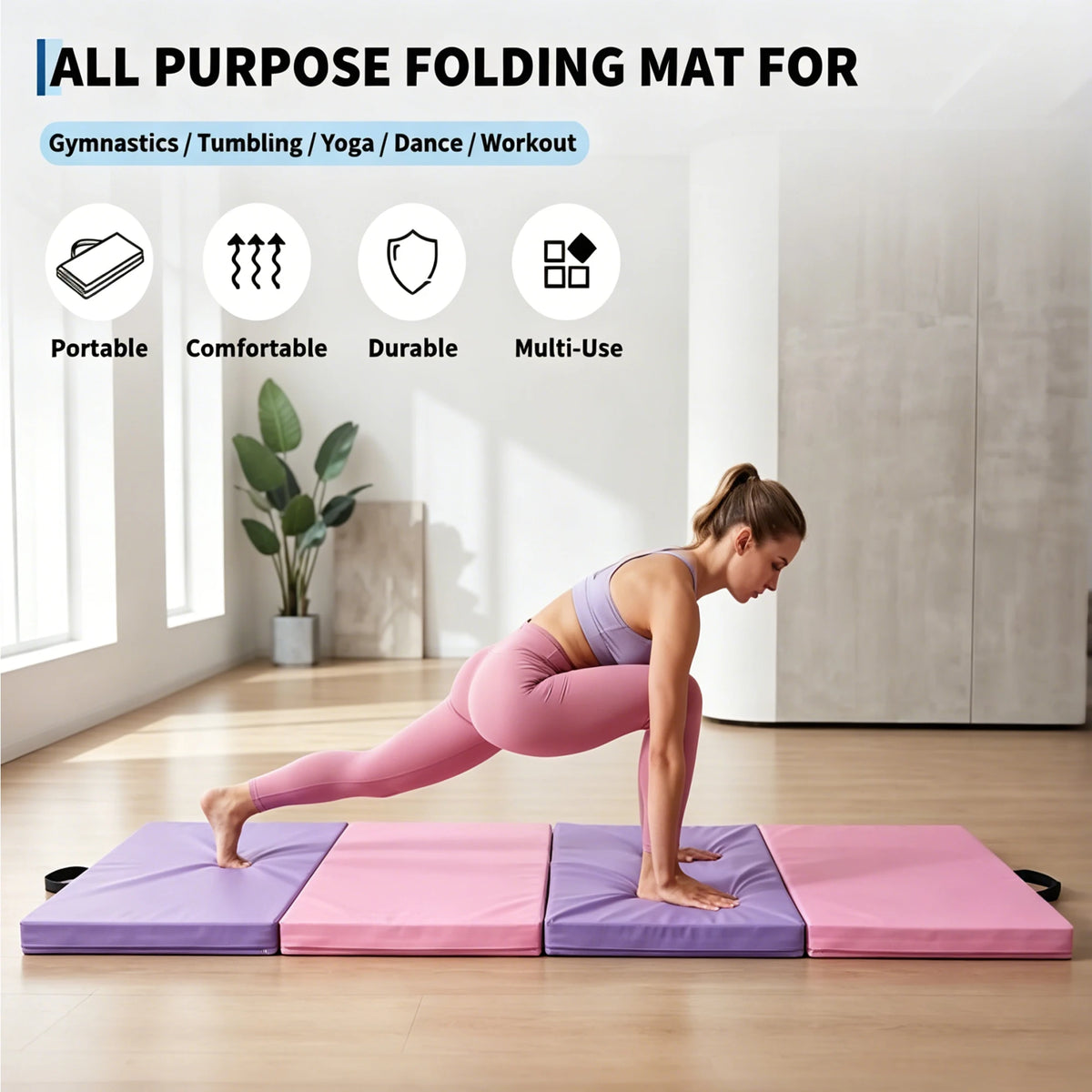 HiMISS Foldable Gymnastics Mat For Home Gym Exercise Yoga