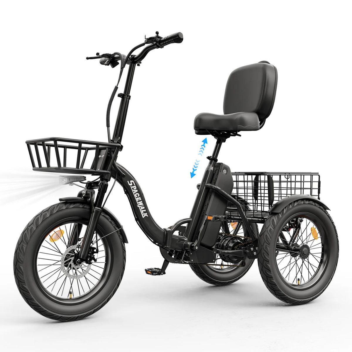 Adult Folding Electric Tricycle With 1200W Motor And Fat Tires